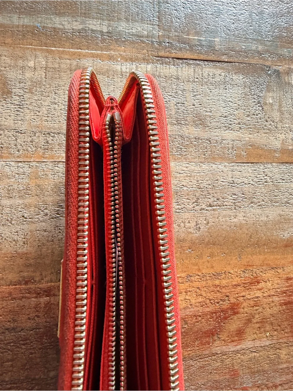 Prada Red Saffiano Zip Wallet